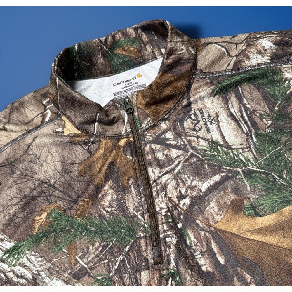 Carhartt Pullover Mens L Brown Camo Force Extremes 1/4 Zip Realtree Hunting Hunt